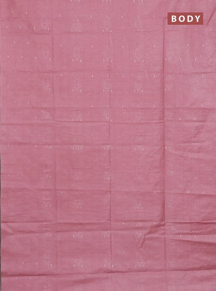 Semi bamboo saree peach pink with thread & zari woven buttas in borderless style