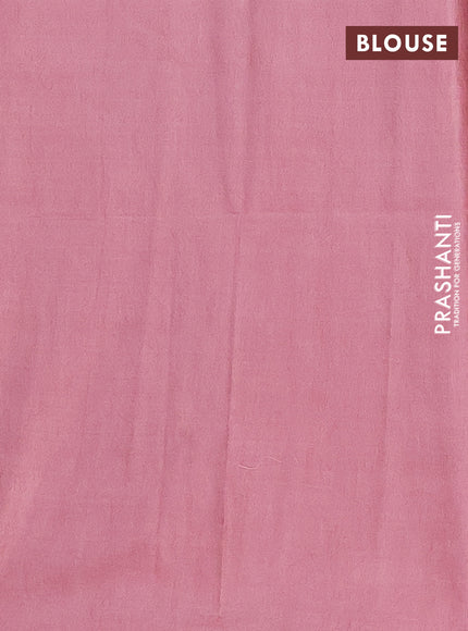 Semi bamboo saree peach pink with thread & zari woven buttas in borderless style