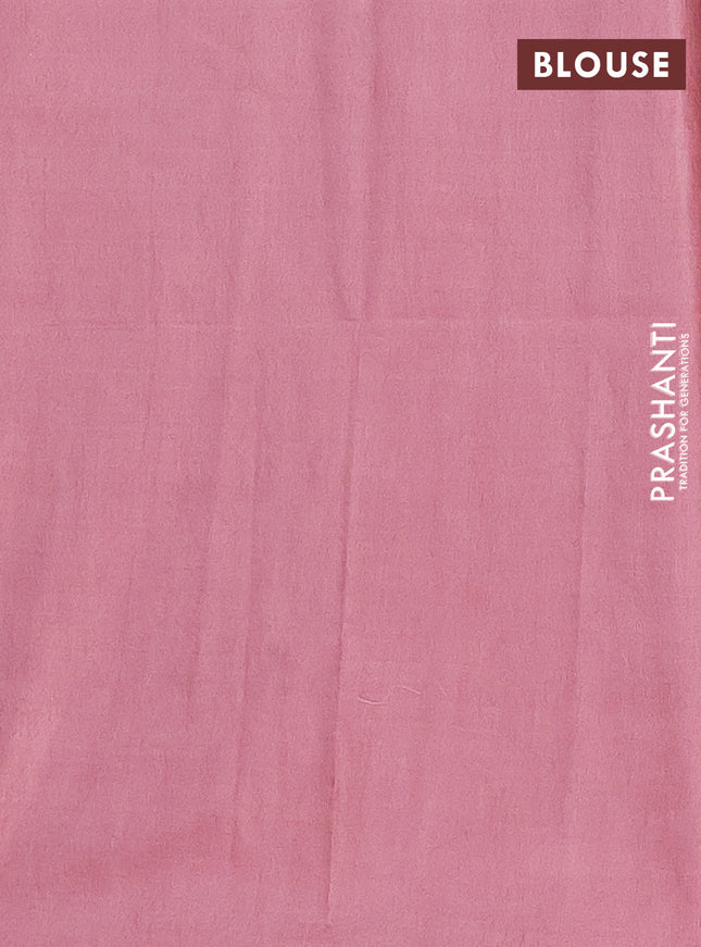 Semi bamboo saree peach pink with thread & zari woven buttas in borderless style