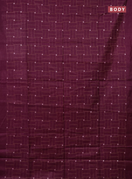 Semi bamboo saree wine shade with allover thread weaves in borderless style