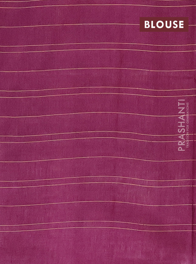 Semi bamboo saree wine shade with allover thread weaves in borderless style
