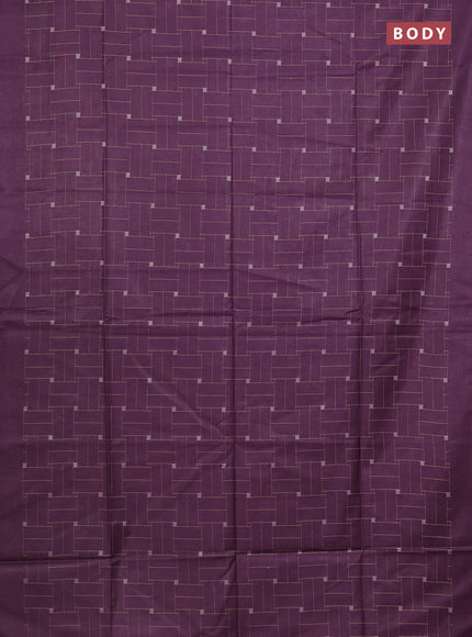 Semi bamboo saree lavender with allover thread weaves in borderless style