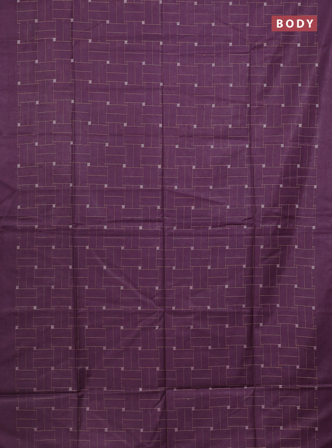 Semi bamboo saree lavender with allover thread weaves in borderless style