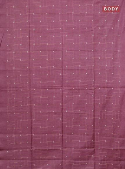 Semi bamboo saree mauve pink with allover thread weaves in borderless style