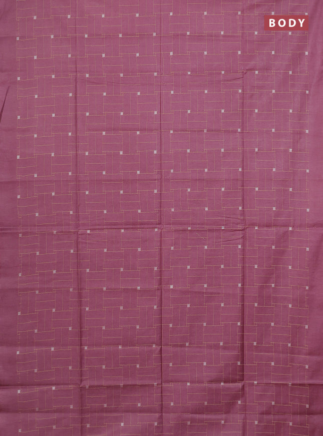 Semi bamboo saree mauve pink with allover thread weaves in borderless style