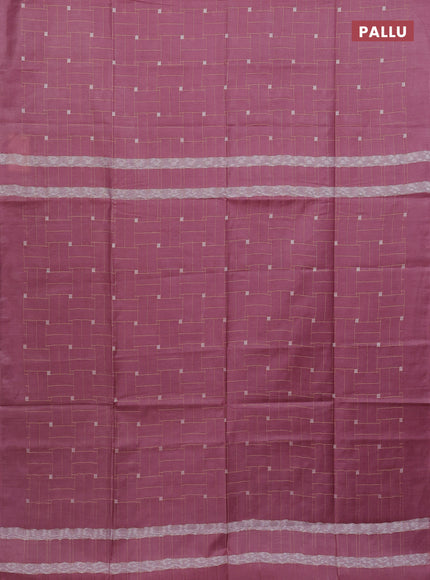 Semi bamboo saree mauve pink with allover thread weaves in borderless style