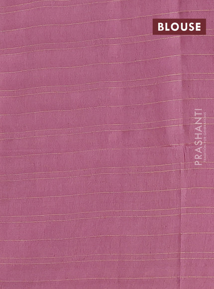 Semi bamboo saree mauve pink with allover thread weaves in borderless style