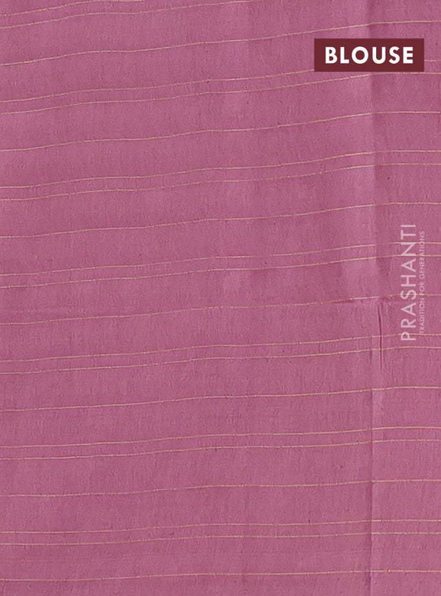 Semi bamboo saree mauve pink with allover thread weaves in borderless style