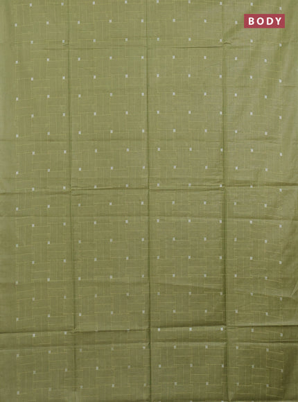 Semi bamboo saree light green with allover thread weaves in borderless style