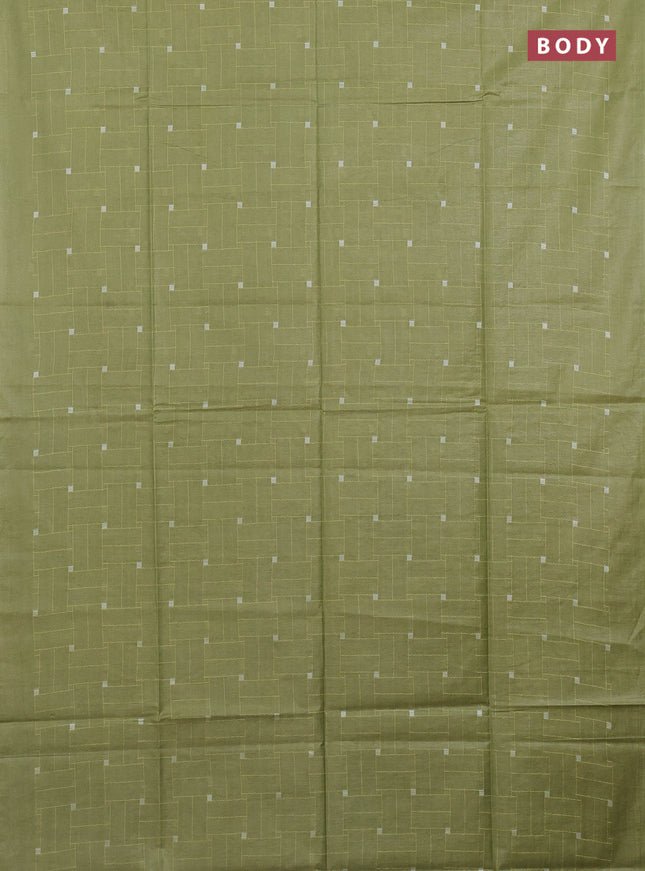 Semi bamboo saree light green with allover thread weaves in borderless style