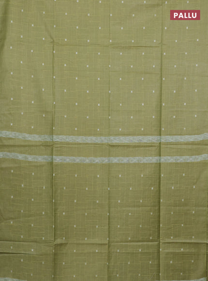 Semi bamboo saree light green with allover thread weaves in borderless style