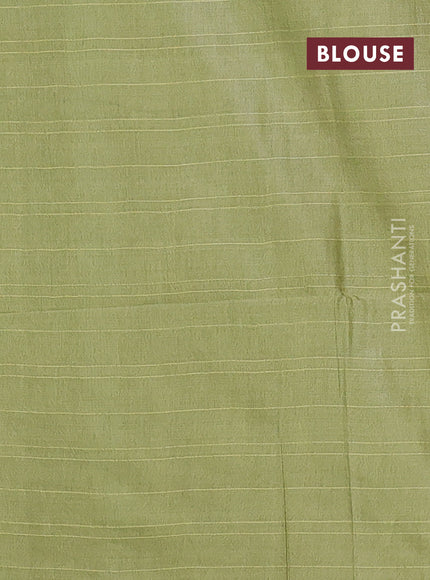 Semi bamboo saree light green with allover thread weaves in borderless style