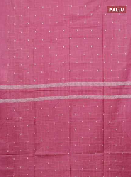 Semi bamboo saree pink shade with allover thread weaves in borderless style
