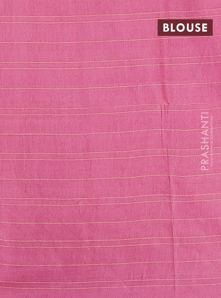 Semi bamboo saree pink shade with allover thread weaves in borderless style