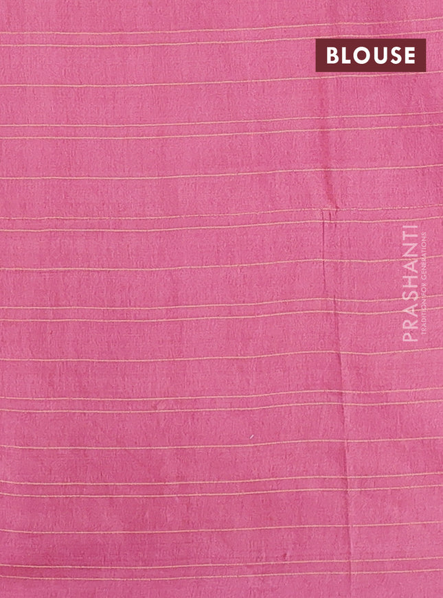 Semi bamboo saree pink shade with allover thread weaves in borderless style