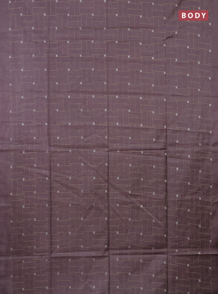 Semi bamboo saree brown shade with allover thread weaves in borderless style