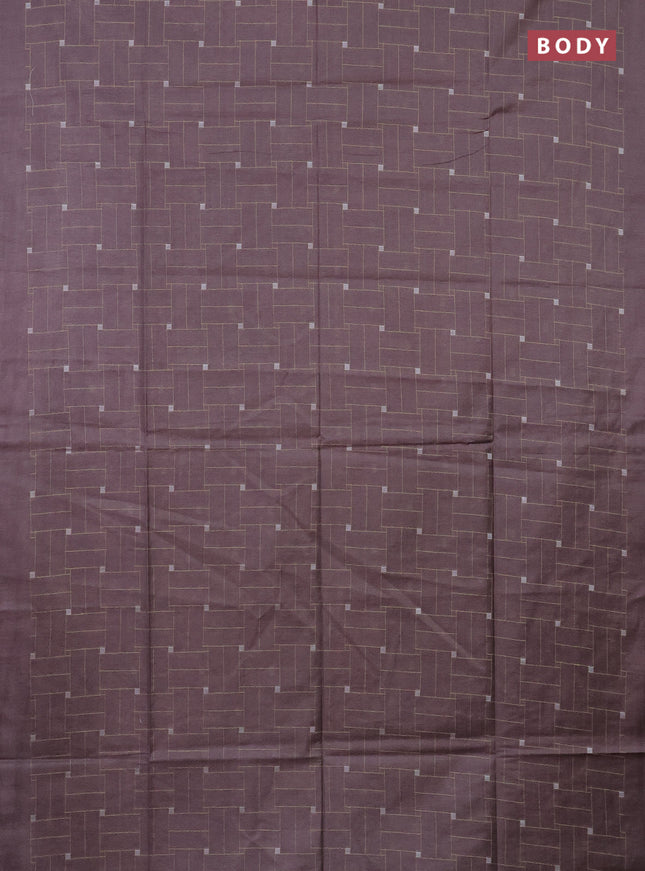 Semi bamboo saree brown shade with allover thread weaves in borderless style