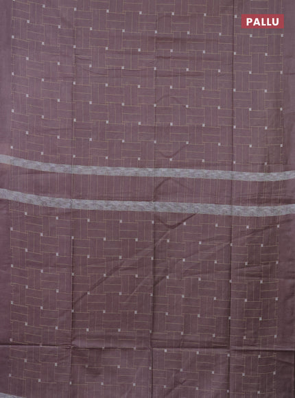 Semi bamboo saree brown shade with allover thread weaves in borderless style