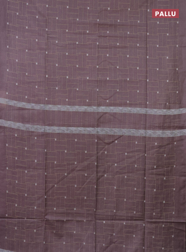 Semi bamboo saree brown shade with allover thread weaves in borderless style