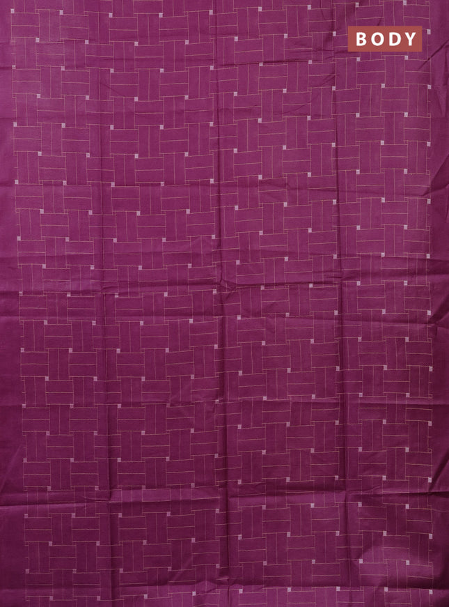 Semi bamboo saree magenta pink with allover thread weaves in borderless style