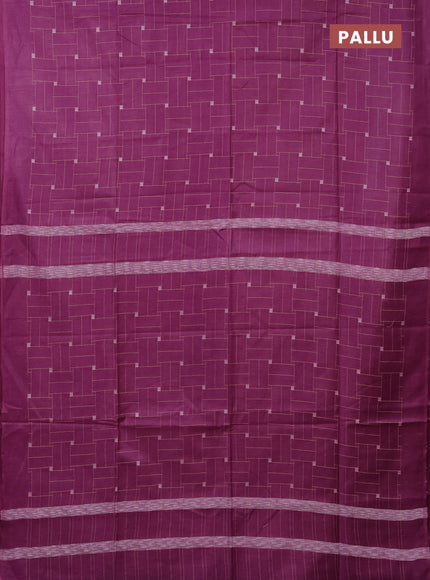 Semi bamboo saree magenta pink with allover thread weaves in borderless style