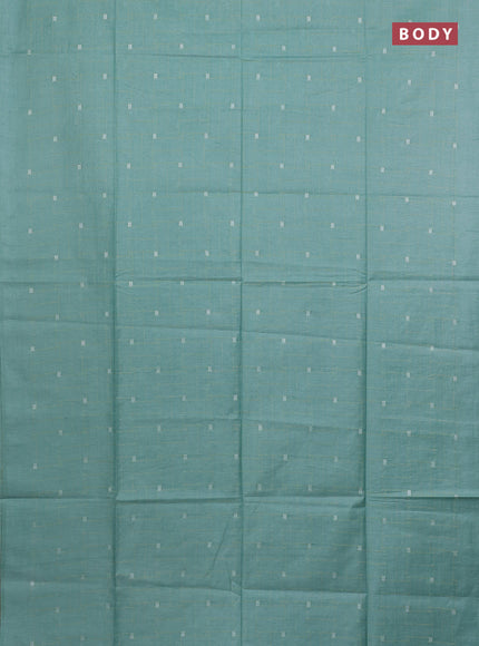 Semi bamboo saree pastel blue with allover thread weaves in borderless style