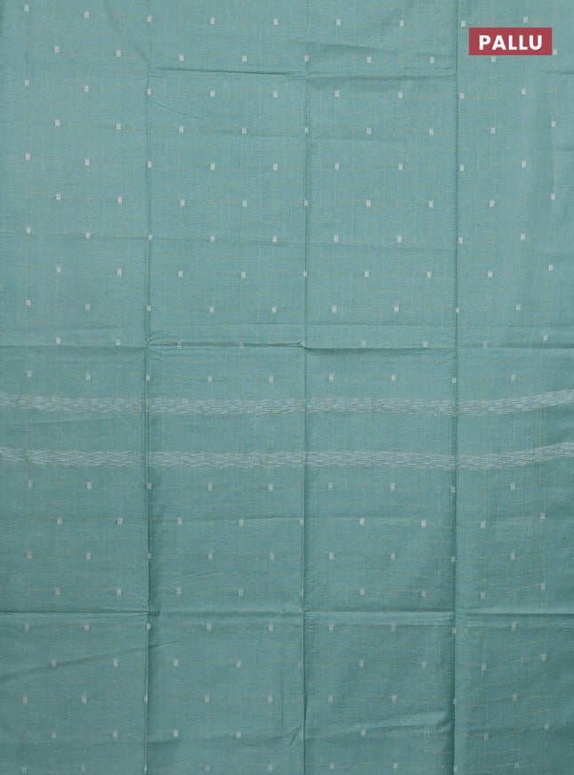 Semi bamboo saree pastel blue with allover thread weaves in borderless style