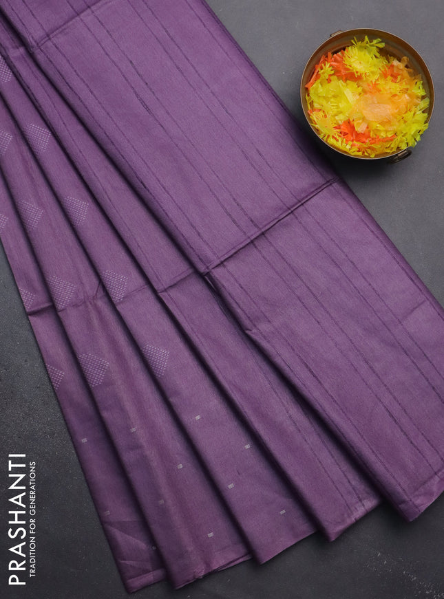 Semi bamboo saree lavender with woven buttas and zari woven butta border
