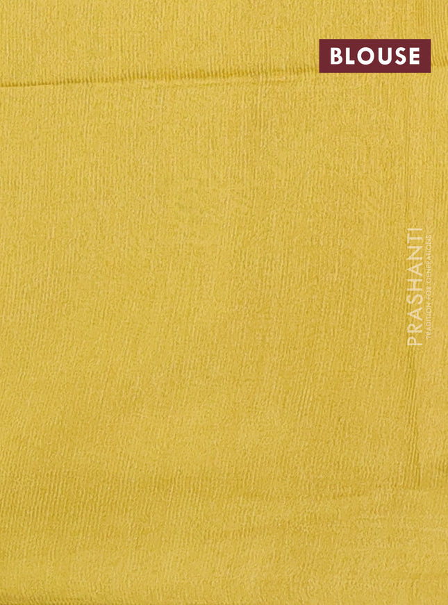 Semi bamboo saree green shade and yellow with allover thread weaves and sequin work pallu