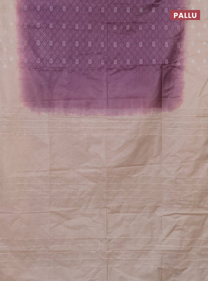 Semi bamboo saree wine shade and sandal with allover thread weaves and sequin work pallu