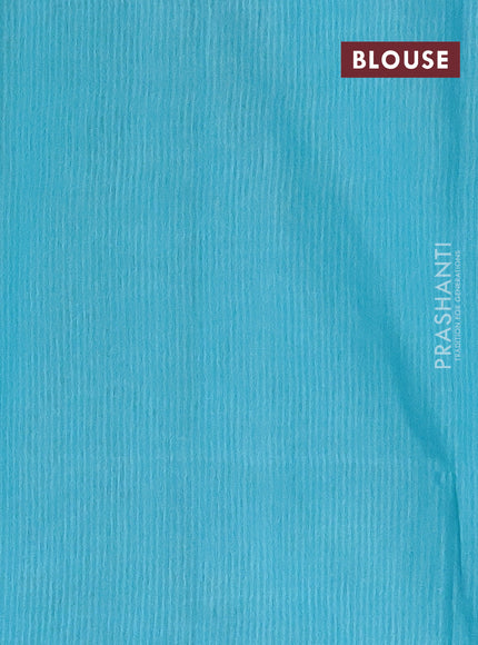 Semi bamboo saree yellow and teal blue with allover thread weaves and sequin work pallu