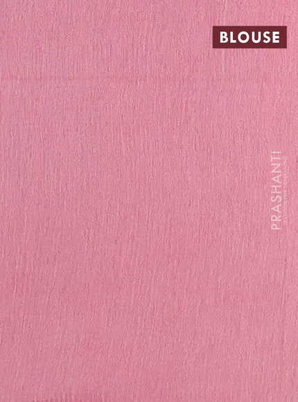 Semi bamboo saree grey and peach pink with allover thread weaves and sequin work pallu