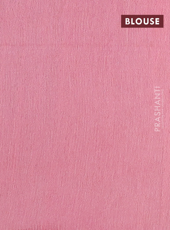 Semi bamboo saree grey and peach pink with allover thread weaves and sequin work pallu