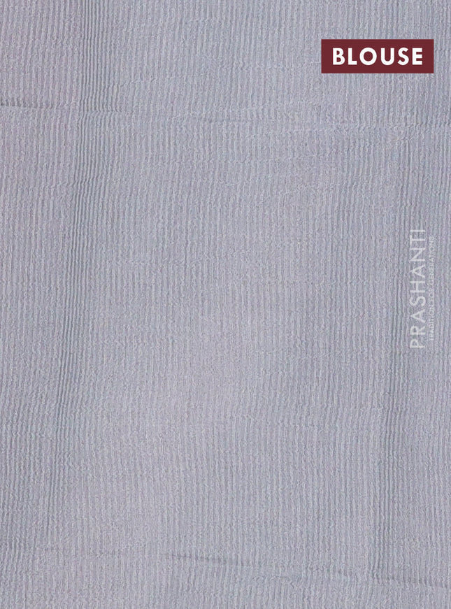 Semi bamboo saree red and grey with allover thread weaves and sequin work pallu