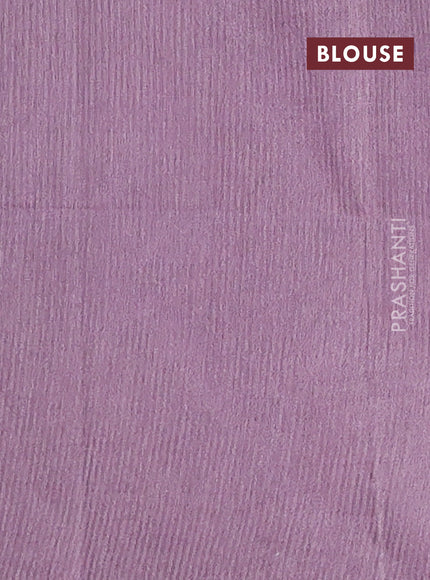 Semi bamboo saree pastel green and mild purple with allover thread weaves and sequin work pallu