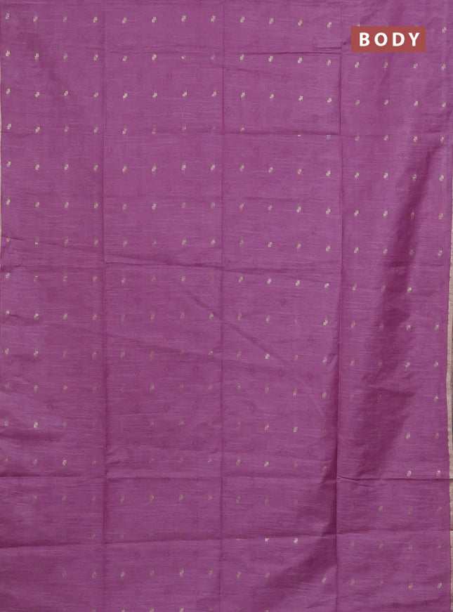Semi bamboo saree lavender with thread & zari woven buttas and sequin work pallu