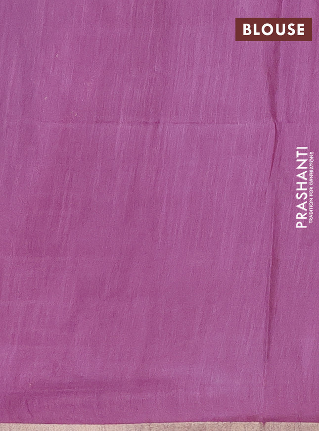 Semi bamboo saree lavender with thread & zari woven buttas and sequin work pallu