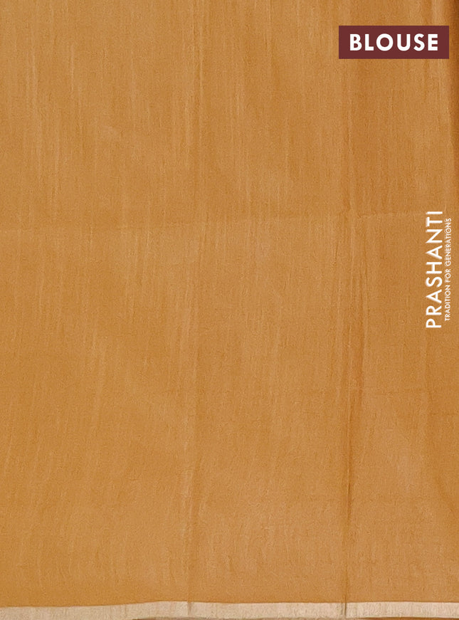 Semi bamboo saree yellow with thread & zari woven buttas and sequin work pallu