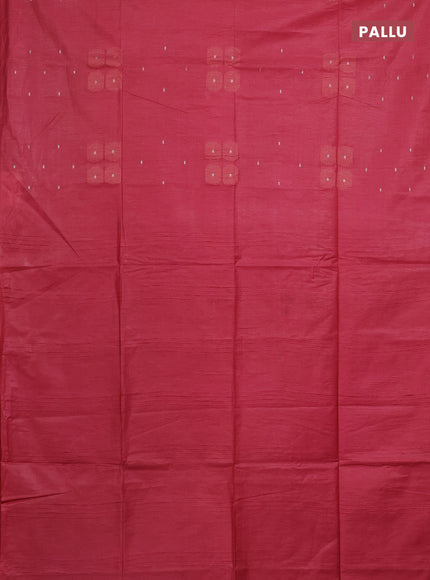 Semi bamboo saree red shade with woven buttas in borderless style