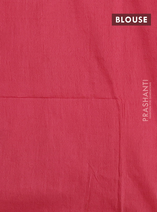 Semi bamboo saree red shade with woven buttas in borderless style