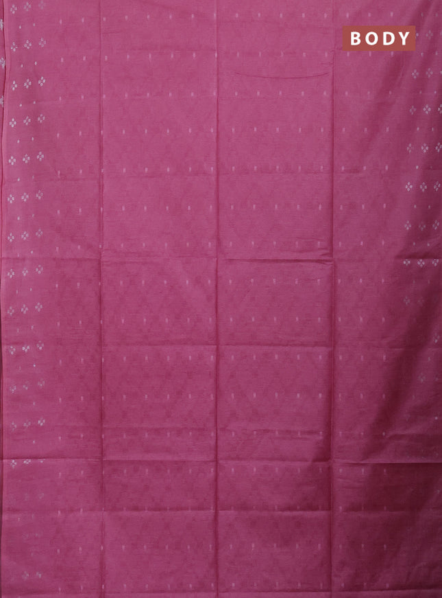 Semi bamboo saree light pink with allover thread weaves and sequin work pallu