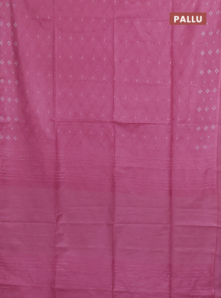 Semi bamboo saree light pink with allover thread weaves and sequin work pallu