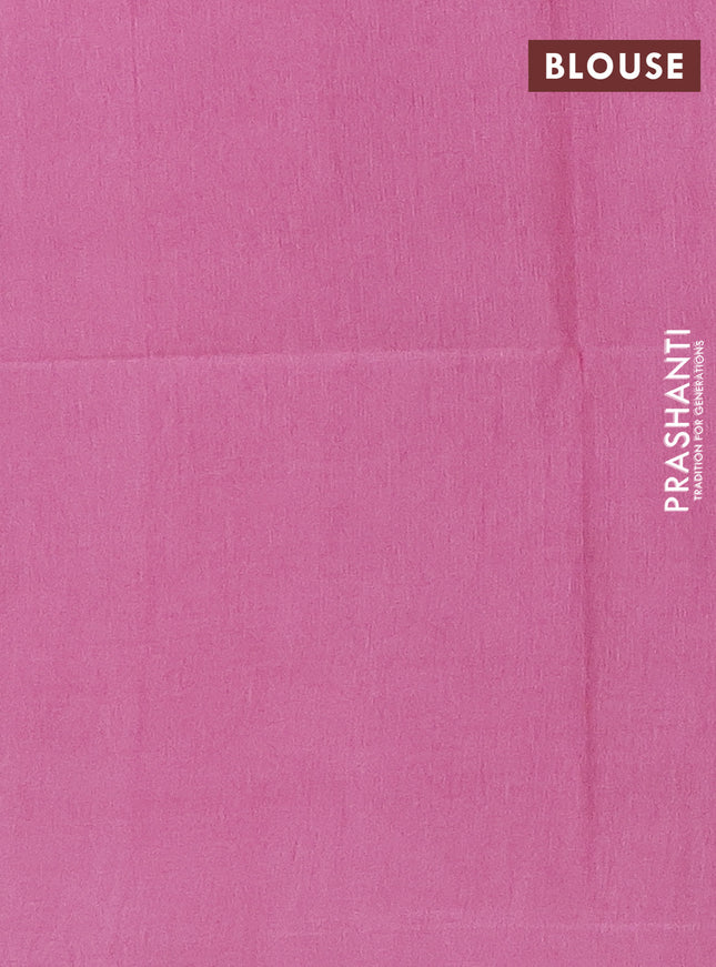 Semi bamboo saree light pink with allover thread weaves and sequin work pallu