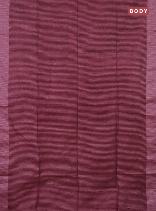 Semi bamboo saree pastel pink with allover stripes pattern and woven border