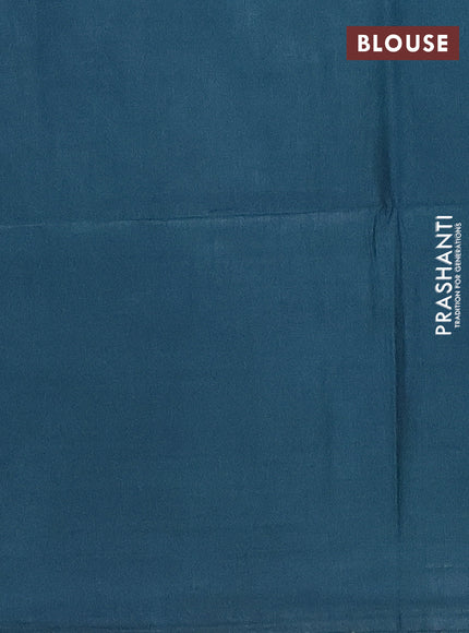 Semi bamboo saree peacock green with silver zari woven buttas and silver zari woven border