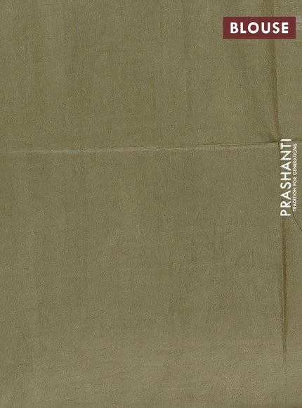 Semi bamboo saree green shade with silver zari woven buttas and silver zari woven border