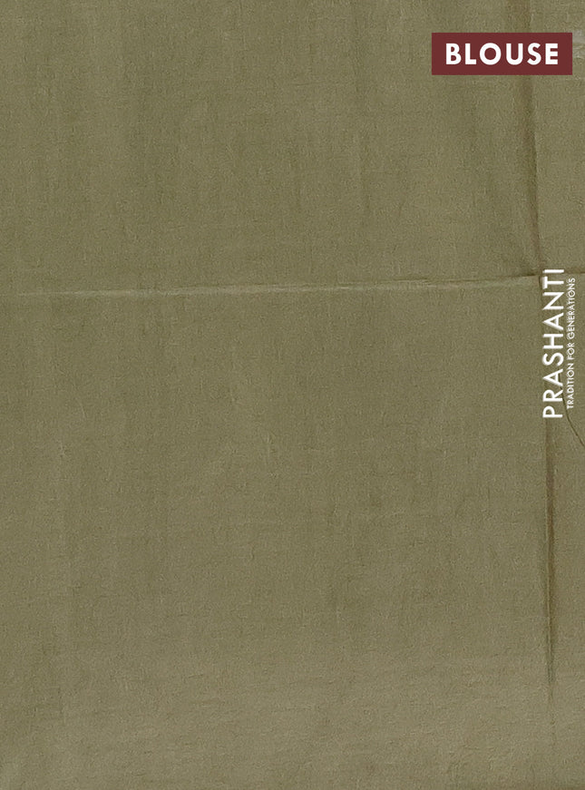 Semi bamboo saree green shade with silver zari woven buttas and silver zari woven border