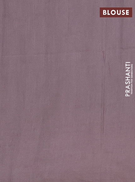 Semi bamboo saree brown shade with silver zari woven buttas and silver zari woven border