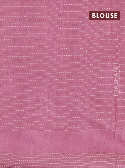 Semi bamboo saree mauve pink with allover thread weaves & zari buttas and zari woven piping border