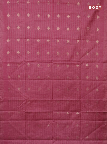 Semi bamboo saree pink shade with allover thread weaves & zari buttas and zari woven piping border